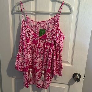 Lilly Pulitzer tons of fun magenta top size Large
